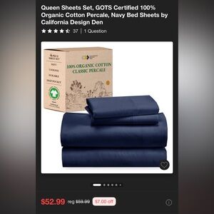 Queen Navy Bed Sheets Set - California Design Den